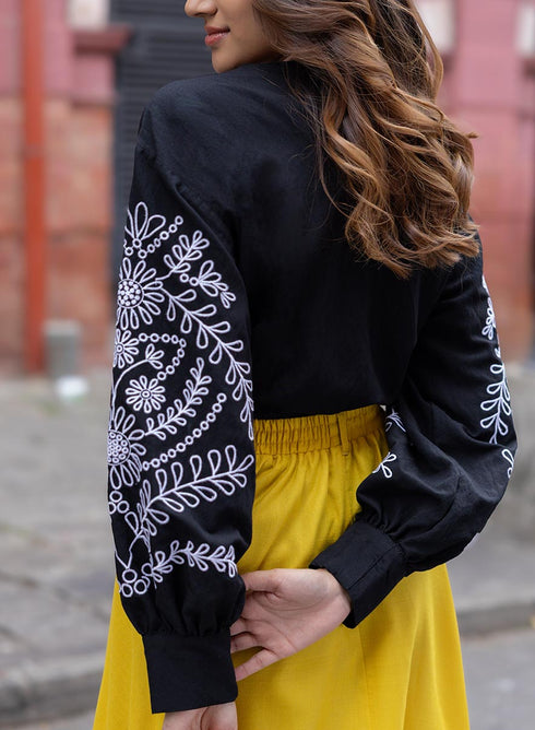 Long Sleeve Embroidered Top