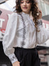 Mandarin Collar Sleeve Embroidered Top