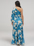 One Shoulder Printed Frill Dress