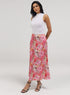 Flower Printed Satin Skirt