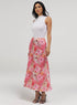 Flower Printed Satin Skirt