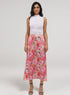 Flower Printed Satin Skirt