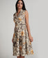 Lapel Attached Printed Sleeveless Dress