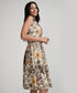 Lapel Attached Printed Sleeveless Dress