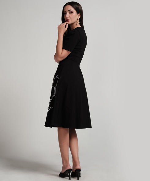 Tulip Embroidered Skater Dress