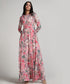 Long Sleeve Printed Chiffon Maxi Dress