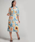 Sun Flower Printed Half Sleeve Aline Chiffon Dress
