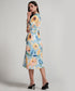 Sun Flower Printed Half Sleeve Aline Chiffon Dress