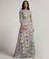 Sleeve Detailed Printed Maxi Dress With A Collar