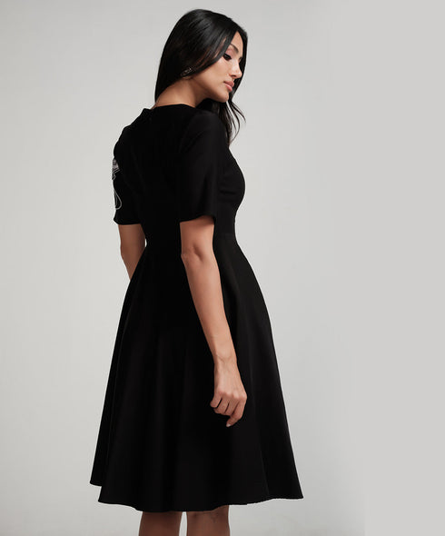 Butterfly Embroidered Short Sleeve Dress