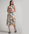 Vneck Sleeveless Satin Printed Shift Dress