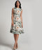 Sleeveless Large Floral Printed Panel Skirt Dress