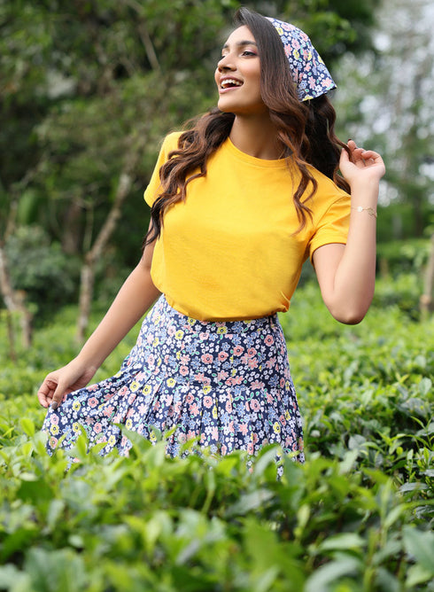 Yellow Sleeve Turn Up T-shirt