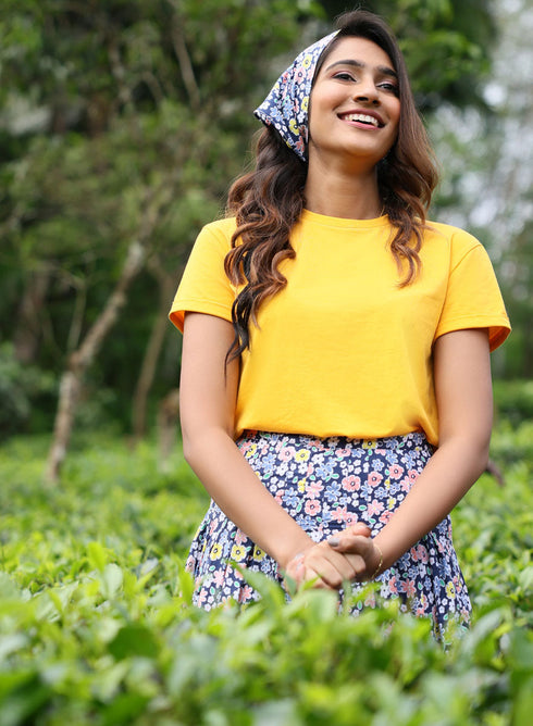 Yellow Sleeve Turn Up T-shirt