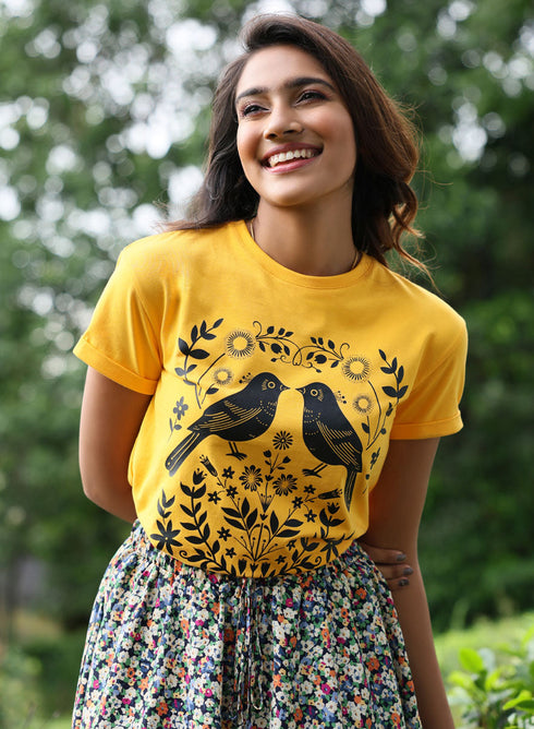 Bird Printed Crew Neck T-shirt
