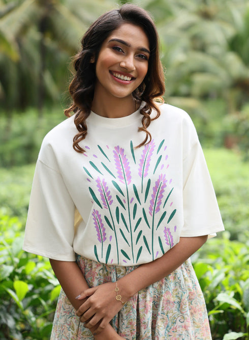 Lavender Printed Oversized T-shirt
