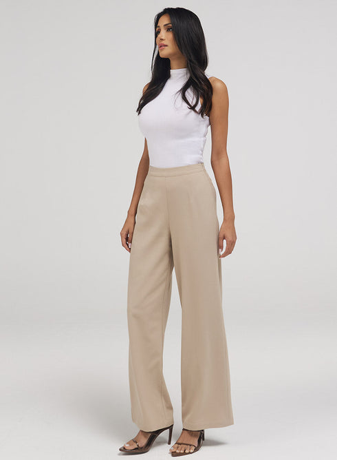 Flared Leg Formal Pant - Beige