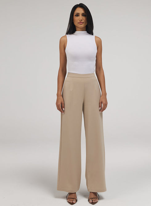 Flared Leg Formal Pant - Beige