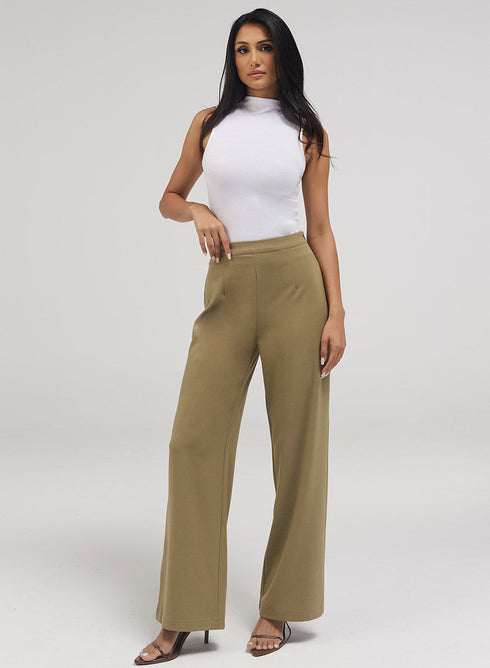Flared Leg Formal Pant - Dark Beige