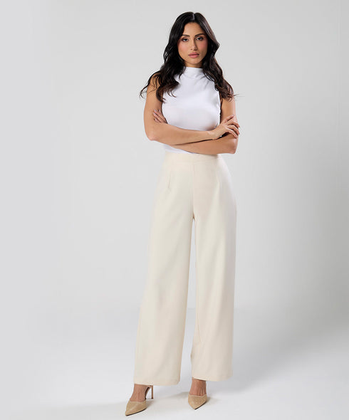 Flared Leg Formal Off White Pant