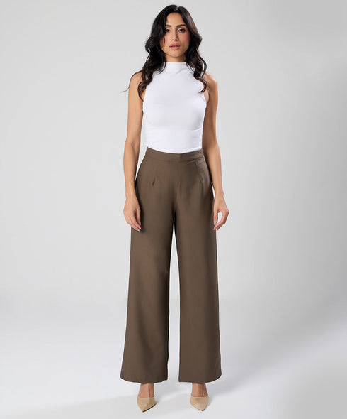 Flared Leg Formal Dark Khaki Pant