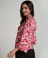 Printed Puffed Sleeve Red Top