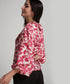 Printed Puffed Sleeve Red Top