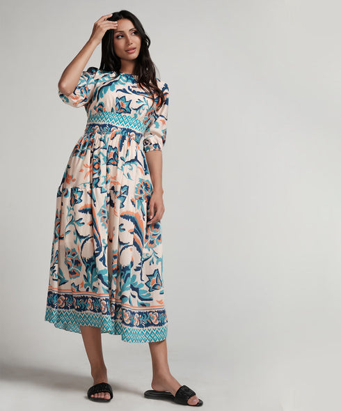 Back Tie Puffed Sleeve Dress