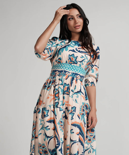 Back Tie Puffed Sleeve Dress