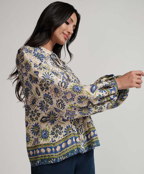 Border Detailed Beige Top