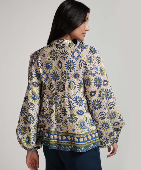 Border Detailed Beige Top