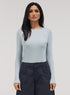 Rib Long Sleeve Top - Pale Blue