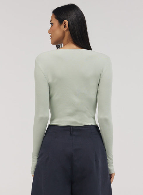 Rib Long Sleeve Top - Baby Green