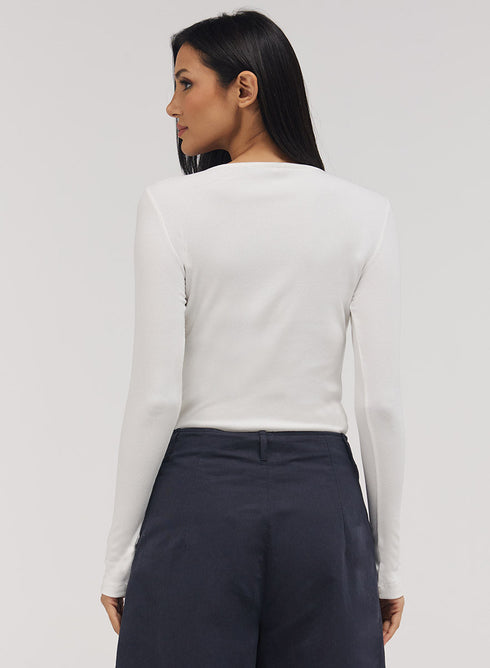 Rib Long Sleeve Top - Off White