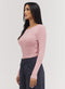 Rib Long Sleeve Top - Salmon Pink