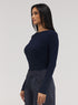 Rib Long Sleeve Top - Navy Blue