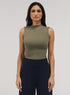Rib Skinny Top - Khaki Green