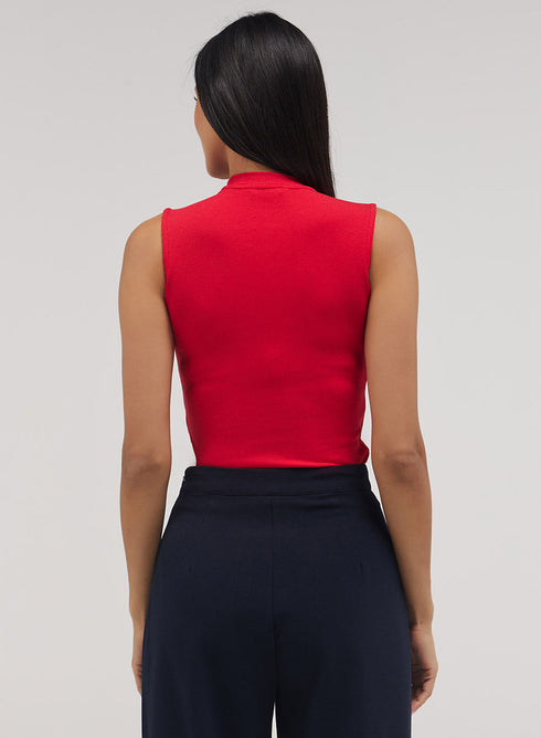 Rib Skinny Top - Red