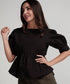 Detailed Line Peplum Black Top