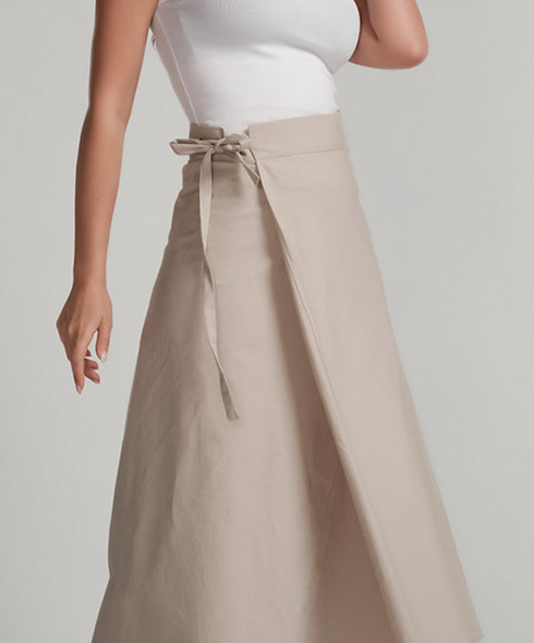 Wrap Cotton Skirt - Beige