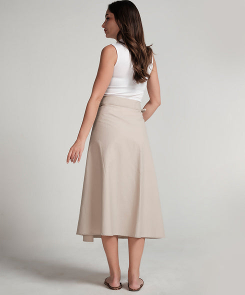 Wrap Cotton Skirt - Beige