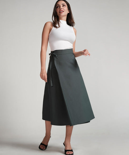 Wrap Cotton Skirt - Green