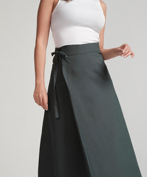 Wrap Cotton Skirt - Green