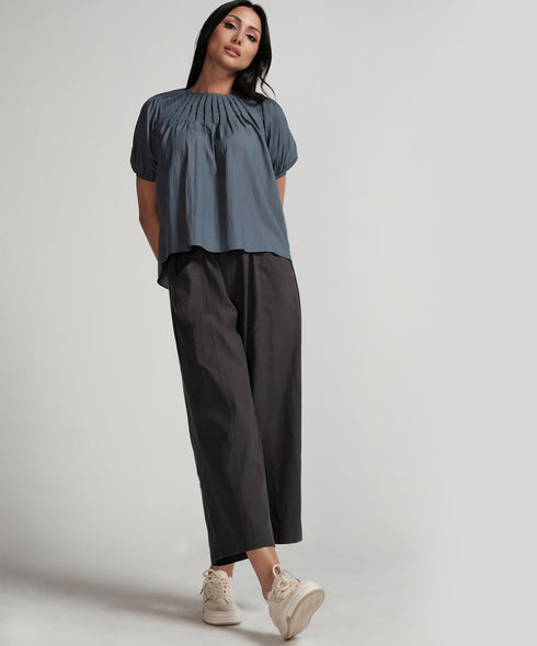 Grey Side Pocket Elasticated Waist Pant