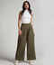 Flared Comfy Side Pocket Green Pant