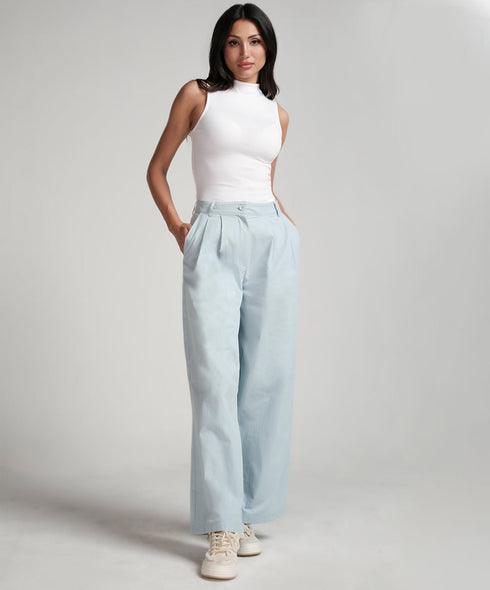 Flared Comfy Side Pocket Blue Pant