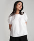 Raglan Sleeve Pintucked Sleeve Puffed White Top