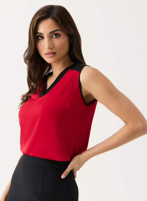 White Sleeveless Plain Chiffon Top