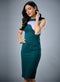 Wavy Contrast Bodycon Green Dress