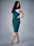 Wavy Contrast Bodycon Green Dress